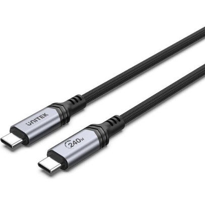 Unitek Braided USB 3.1 Cable USB-C male - USB-C 240W Μαύρο 2m (C14110GY-2M)