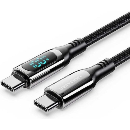 Vention LED USB 2.0 Cable USB-C male - USB-C 100W PD Μαύρο 1.2m 480MBPS