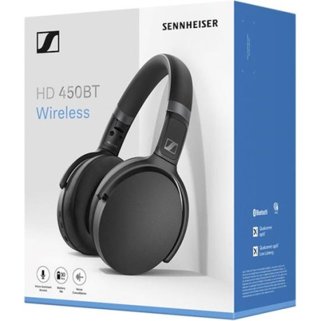 Sennheiser HD 450BT Ασύρματα / Ενσύρματα Over Ear Ακουστικά με 30 ώρες Λειτουργίας και Quick Charge Μαύρα