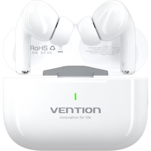 Vention Echo Lite E11 In-ear Bluetooth Handsfree Ακουστικά με Αντοχή στον Ιδρώτα και Θήκη Φόρτισης Λευκά