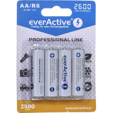 everActive Professional Line Επαναφορτιζόμενες Μπαταρίες AA Ni-MH 2600mAh 1.2V 4τμχ
