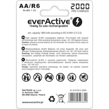 everActive Silver Line Επαναφορτιζόμενες Μπαταρίες AA Ni-MH 2000mAh 1.2V 4τμχ