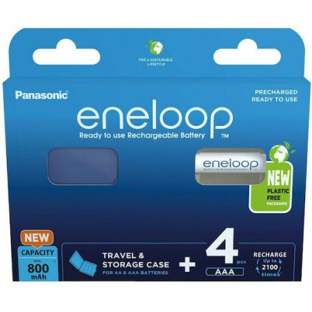 Panasonic Eneloop & Storage Case Επαναφορτιζόμενες Μπαταρίες AAA Ni-MH 800mAh 1.2V 4τμχ