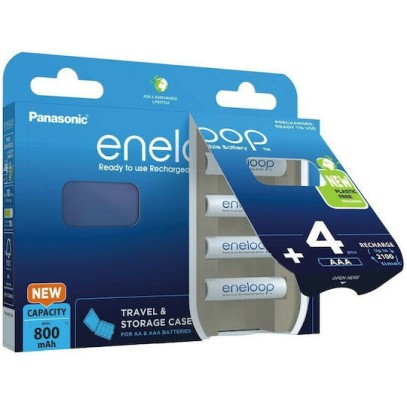 Panasonic Eneloop & Storage Case Επαναφορτιζόμενες Μπαταρίες AAA Ni-MH 800mAh 1.2V 4τμχ