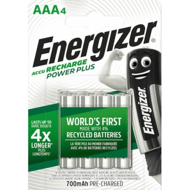 Energizer Power Plus Επαναφορτιζόμενες Μπαταρίες AAA Ni-MH 700mAh 1.2V 4τμχ