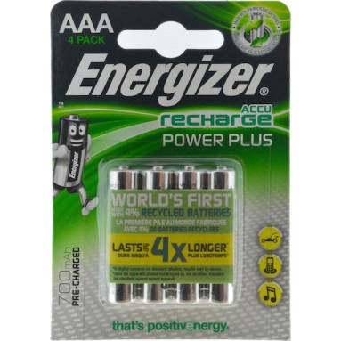 Energizer Power Plus Επαναφορτιζόμενες Μπαταρίες AAA Ni-MH 700mAh 1.2V 4τμχ