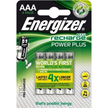 Energizer Power Plus Επαναφορτιζόμενες Μπαταρίες AAA Ni-MH 700mAh 1.2V 4τμχ