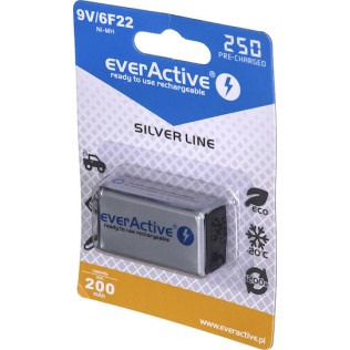 everActive Silver Line Επαναφορτιζόμενη Μπαταρία 9V Ni-MH 250mAh 1τμχ