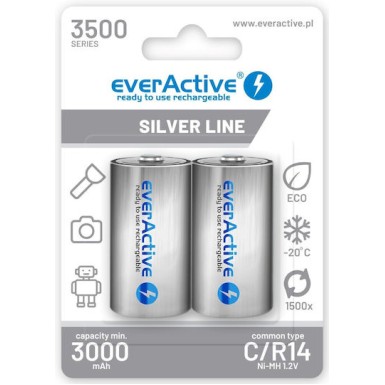 everActive Silver Line Επαναφορτιζόμενες Μπαταρίες C Ni-MH 3500mAh 1.2V 2τμχ
