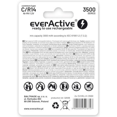 everActive Silver Line Επαναφορτιζόμενες Μπαταρίες C Ni-MH 3500mAh 1.2V 2τμχ