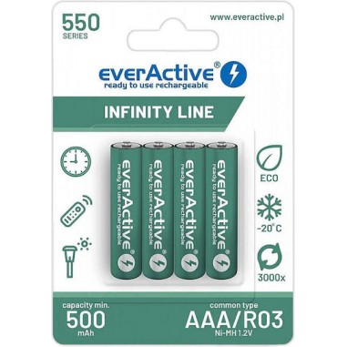 everActive Επαναφορτιζόμενες Μπαταρίες Ni-MH 550mAh 4τμχ