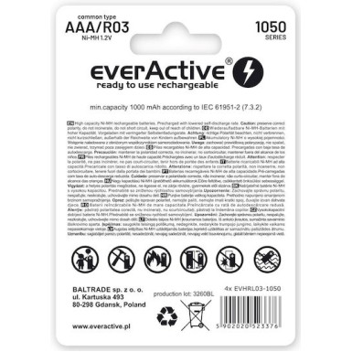 everActive Επαναφορτιζόμενες Μπαταρίες Ni-MH 550mAh 4τμχ