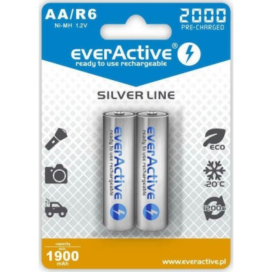 everActive Silver Line Επαναφορτιζόμενες Μπαταρίες AA Ni-MH 2000mAh 1.2V 2τμχ