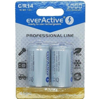 everActive Profesional Line Επαναφορτιζόμενες Μπαταρίες C Ni-MH 5000mAh 1.2V 2τμχ