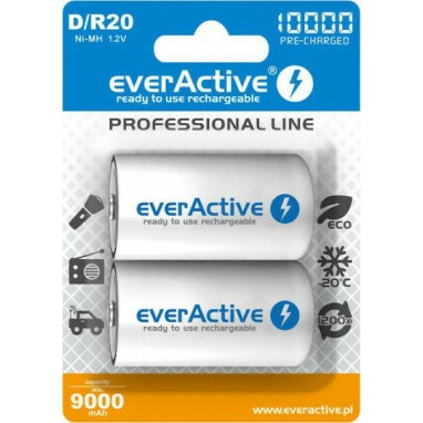 everActive Professional Line Επαναφορτιζόμενες Μπαταρίες D Ni-MH 10000mAh 1.2V 2τμχ