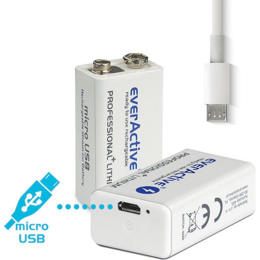 everActive Professional Επαναφορτιζόμενη Μπαταρία 9V Li-ion 500mAh 1τμχ