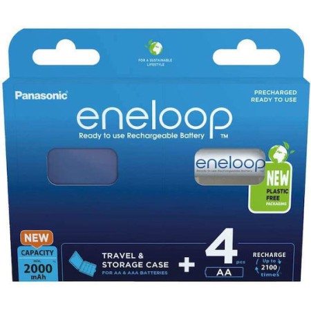 Panasonic Eneloop & Storage Case Επαναφορτιζόμενες Μπαταρίες AA Ni-MH 2000mAh 1.2V 4τμχ