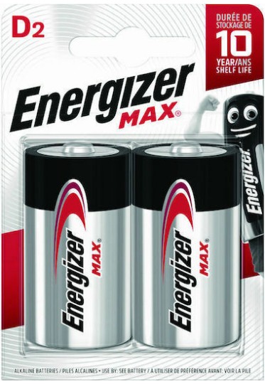 Energizer Max Αλκαλικές Μπαταρίες D 1.5V 2τμχ
