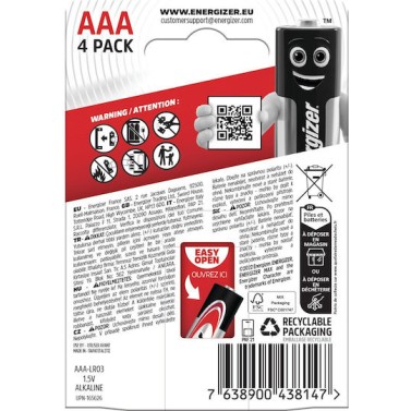 Energizer Max Αλκαλικές Μπαταρίες AAA 1.5V 4τμχ