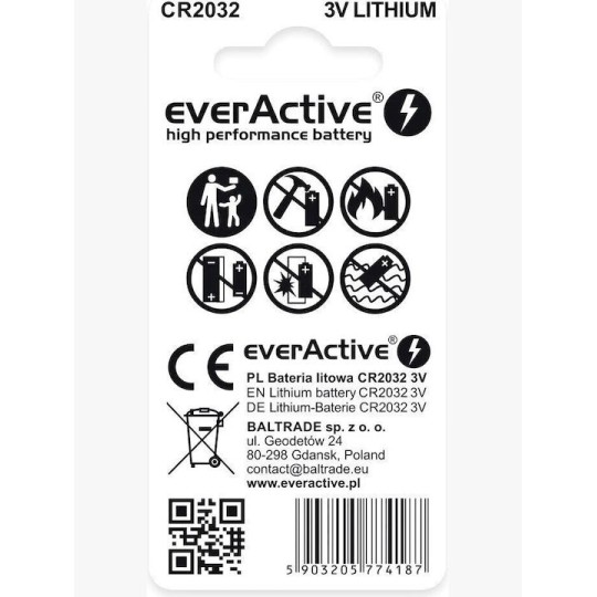 everActive Μπαταρίες Λιθίου Ρολογιών CR2032 2τμχ