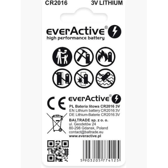 everActive Μπαταρίες Λιθίου Ρολογιών CR2016 2τμχ