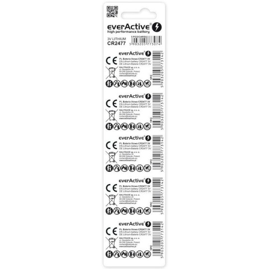 everActive Μπαταρίες Λιθίου Ρολογιών CR2477 3V 5τμχ
