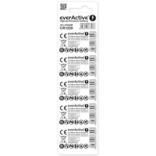Everactive Cr1220 Μπαταρίες Λιθίου 3v 5τμχ
