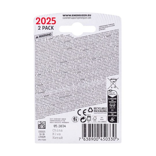 Energizer Μπαταρία Λιθίου Ρολογιών CR2025 3V 1τμχ