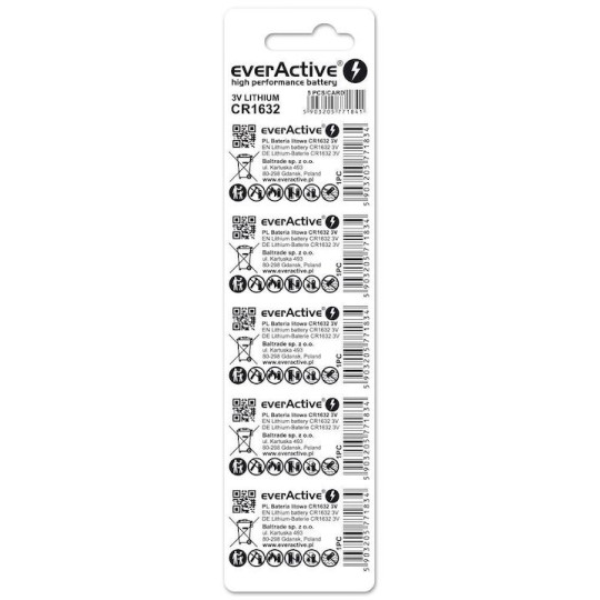 everActive Μπαταρίες Λιθίου Ρολογιών CR1632 3V 5τμχ