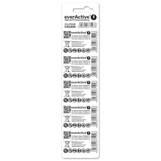 everActive Μπαταρίες Λιθίου Ρολογιών CR2450 3V 5τμχ