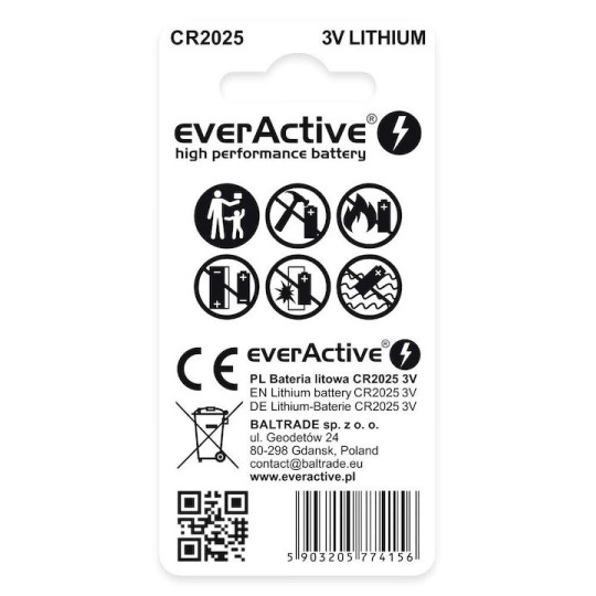 everActive Μπαταρίες Λιθίου Ρολογιών CR2025 2τμχ