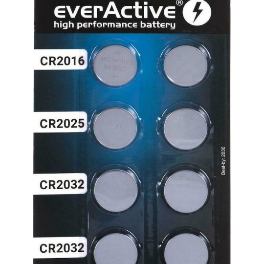 everActive Μπαταρίες Λιθίου Ρολογιών CR2016 / CR2025 / CR2032 3V 8τμχ