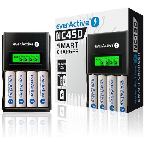 everActive NC-450 Φορτιστής 4 Μπαταριών Ni-MH Μεγέθους AA/AAA