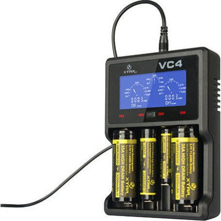 XTAR VC4 USB Φορτιστής 4 Μπαταριών Li-ion/Ni-MH Μεγέθους AA/AAA/D/18650