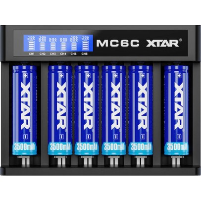 XTAR MC6C USB Φορτιστής 6 Μπαταριών Li-ion Μεγέθους 18650