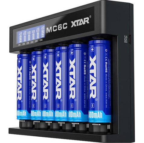 XTAR MC6C USB Φορτιστής 6 Μπαταριών Li-ion Μεγέθους 18650