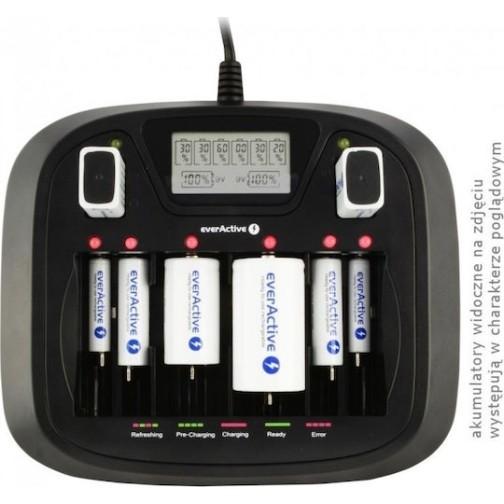 everActive NC-900U Φορτιστής 8 Μπαταριών Ni-Cd/Ni-MH Μεγέθους AA/AAA/9V/D
