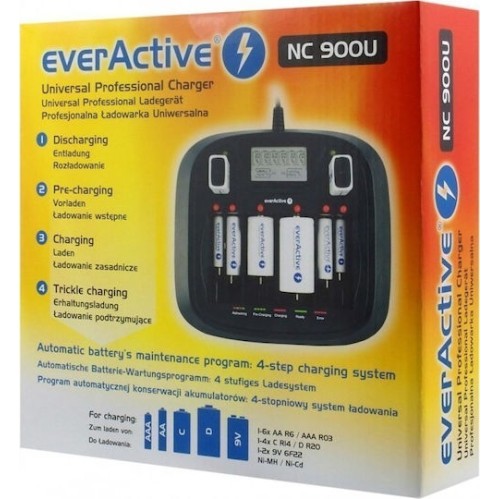 everActive NC-900U Φορτιστής 8 Μπαταριών Ni-Cd/Ni-MH Μεγέθους AA/AAA/9V/D