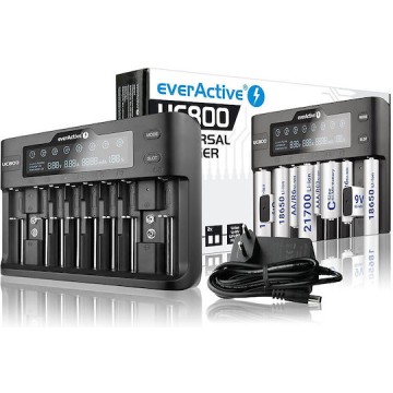 everActive UC-800 Φορτιστής 8 Μπαταριών Li-ion/Ni-MH Μεγέθους AA/AAA/D/18650/16340/26650/14500