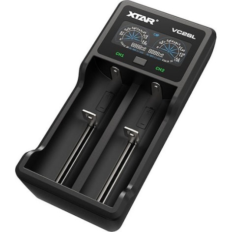 XTAR VC2SL USB Φορτιστής 2 Μπαταριών Li-ion/Ni-MH Μεγέθους AA/AAA/D/18650/21700
