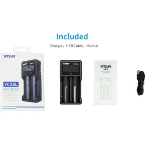 XTAR VC2SL USB Φορτιστής 2 Μπαταριών Li-ion/Ni-MH Μεγέθους AA/AAA/D/18650/21700