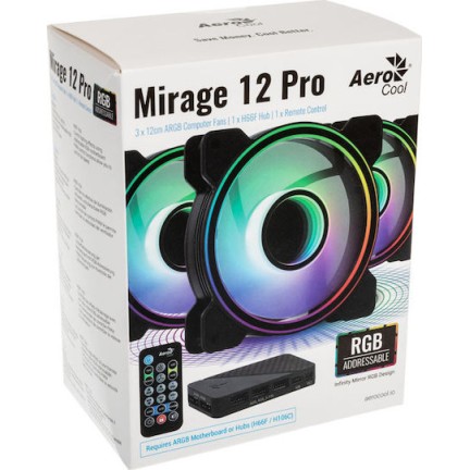 Aerocool Mirage 12 ARGB Pro Case Fan 120mm με Σύνδεση 6-Pin 3τμχ
