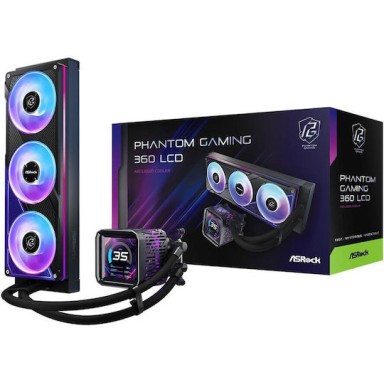 ASRock Phantom Gaming 360 LCD Υδρόψυξη Επεξεργαστή Τριπλού Ανεμιστήρα 120mm για Socket AM4/AM5/1700 με ARGB Φωτισμό