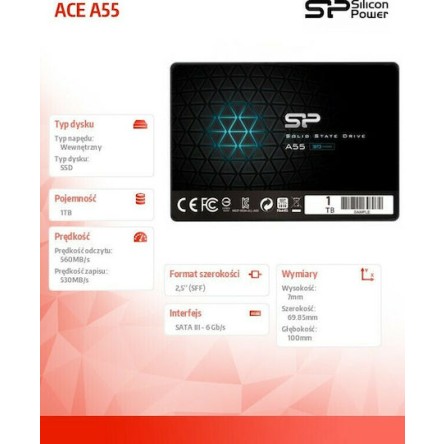 Silicon Power Ace A55 SSD 1TB τύπου 2.5'' με σύνδεση SATA III SP001TBSS3A55S25