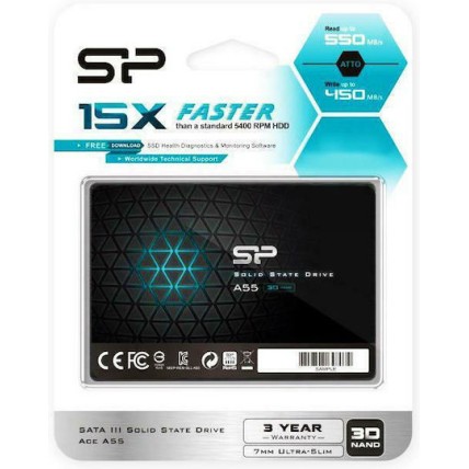 Silicon Power Ace A55 SSD 1TB τύπου 2.5'' με σύνδεση SATA III SP001TBSS3A55S25