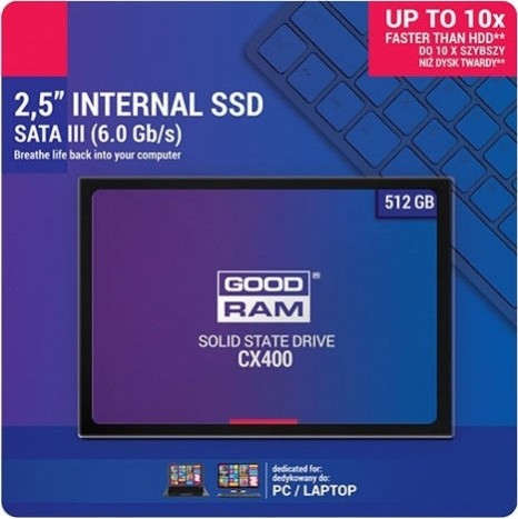 GoodRAM CX400 gen.2 SSD 512GB τύπου 2.5'' με σύνδεση SATA III SSDPR-CX400-512-G2