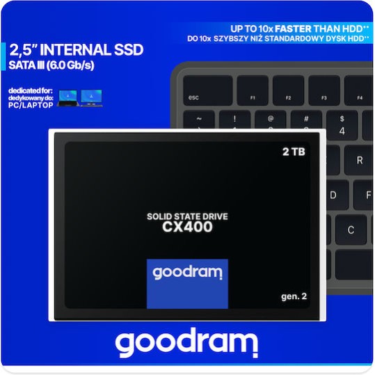 GoodRAM CX400 Gen.2 SSD 2TB τύπου 2.5'' με σύνδεση SATA III SSDPR-CX400-02T-G2