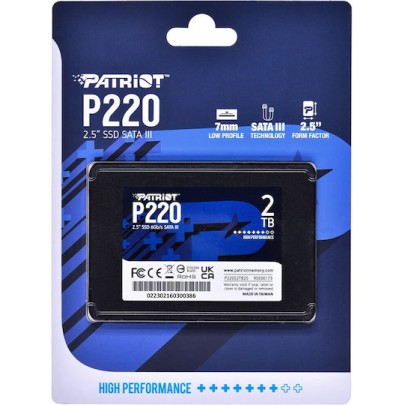 Patriot P220 SSD 2TB τύπου 2.5'' με σύνδεση SATA III P220S2TB25