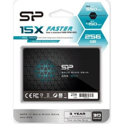 Silicon Power Ace A55 SSD 256GB τύπου 2.5'' με σύνδεση SATA III SP256GBSS3A55S25