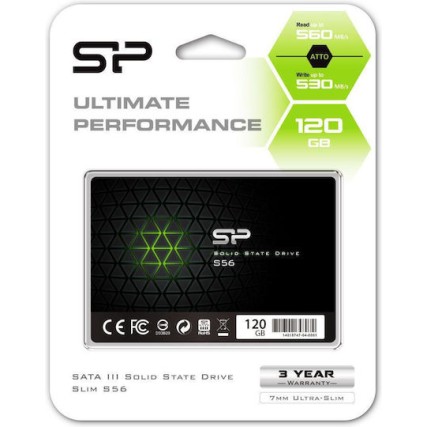 Silicon Power Slim S56 SSD 120GB τύπου 2.5'' με σύνδεση SATA III SP120GBSS3S56B25